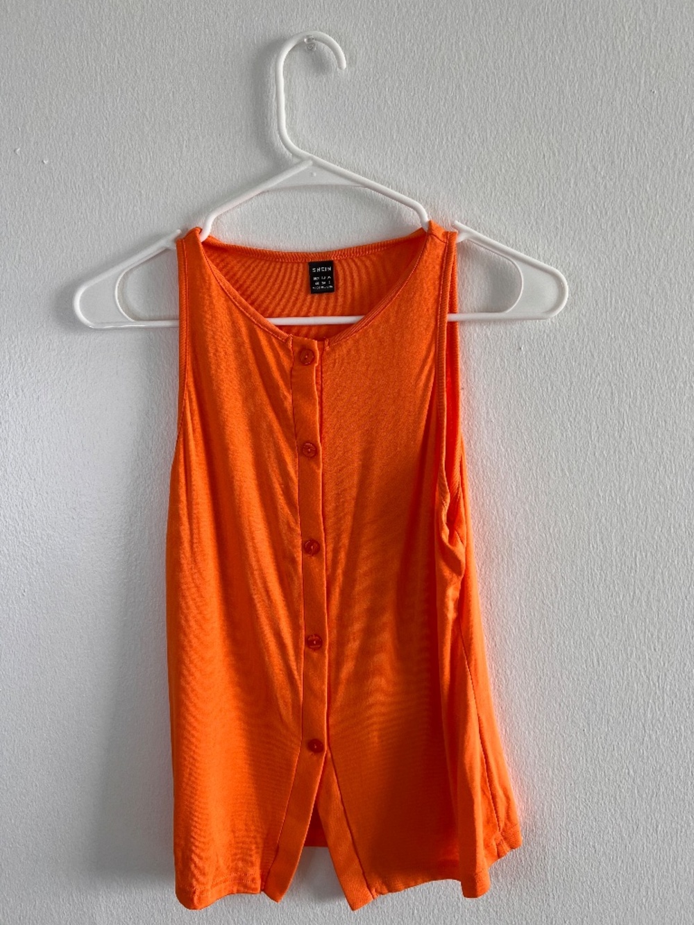 SHEIN Orange Button Front Sleeveless Tank Top